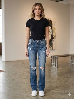 Buckle BKE Dark Wash Distressed Jeans Blue  RN# 75720 Style ABP15342 Size 30x34